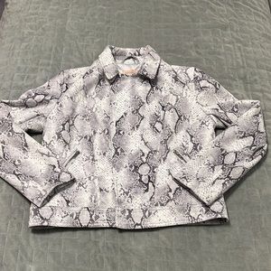 NWT Philosophy Snakeskin Jacket, Blazer, White, Gray, Moto, Faux Leather, Size M